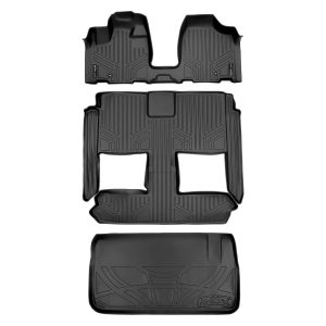 Smart Trim™ Custom Fit Floor Liners For 2013-2020 Dodge Grand Caravan with 2nd Row Bucket Seats and no Super Console